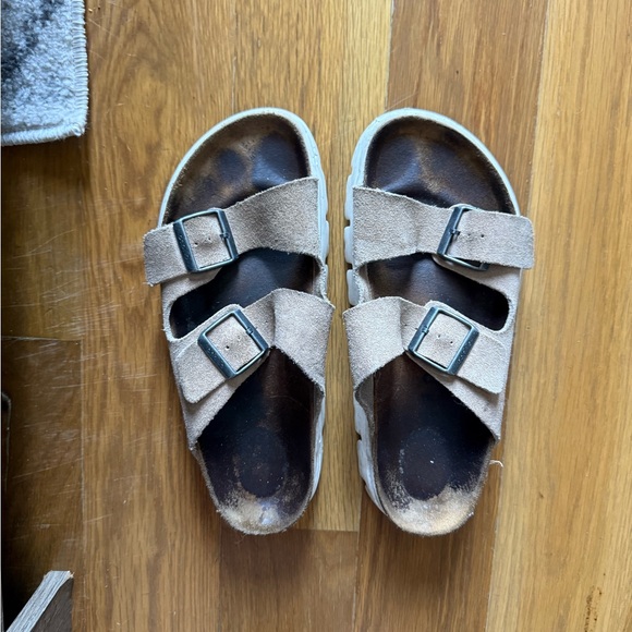 Birkenstock Shoes - Wedge Birkenstock Papillio Tan Sandals with Adjustable Straps